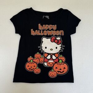 Hello Kitty Youth 5T Happy Halloween 2011 Glitter Shirt Short Sleeve Y2K Pumpkin